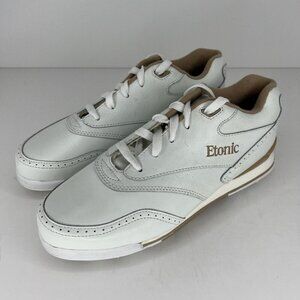 Etonic Golf Shoes Womens Size 8 Narrow White and Gold Athletic Metal Turf Cleats